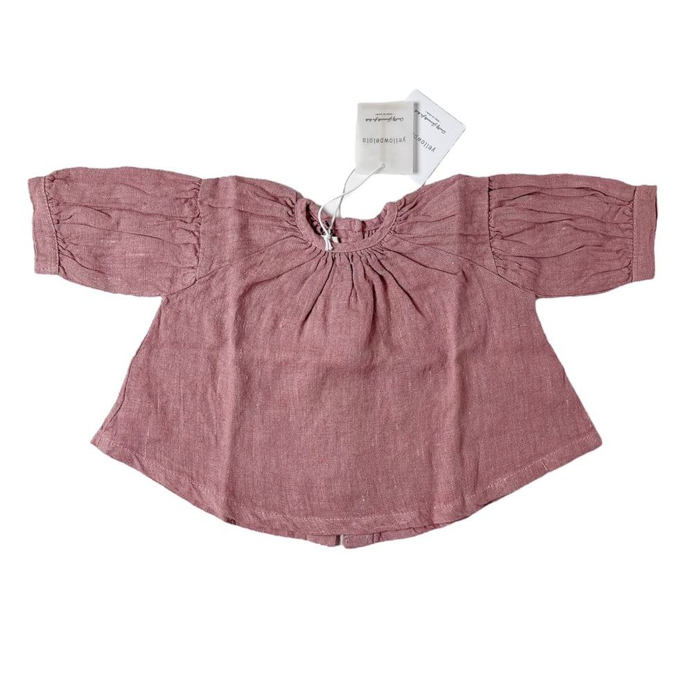 NWT/Boutique Yellow Pelota 100% Linen Blouse in Pink